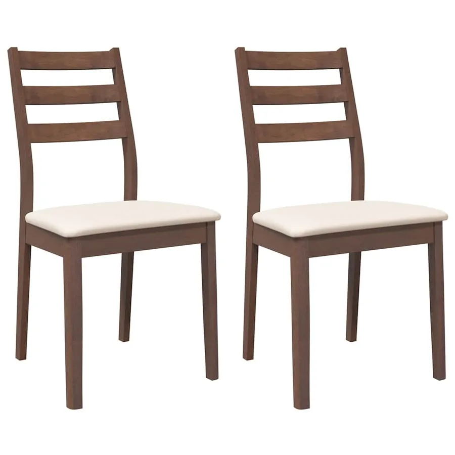 Chaises à manger coussins 2 pcs marron bois massif caoutchouc - 2
