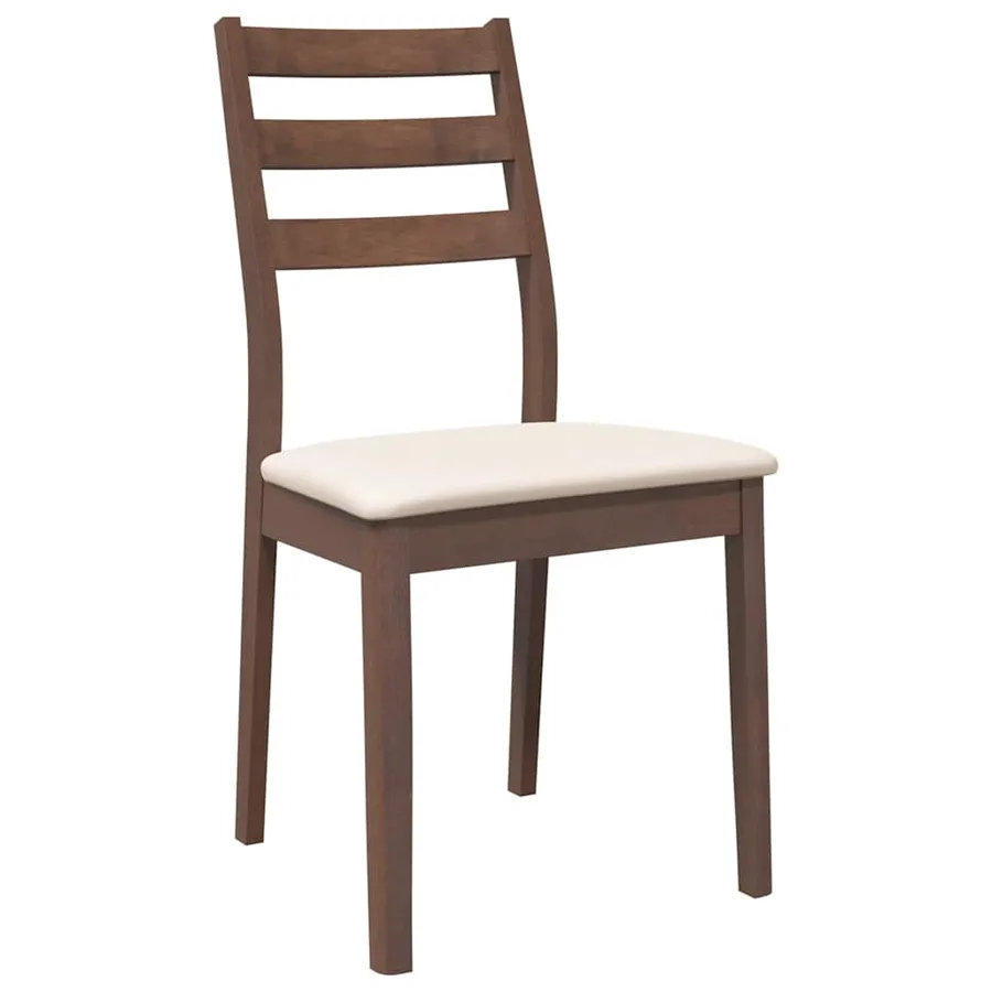 Chaises à manger coussins 2 pcs marron bois massif caoutchouc - 4