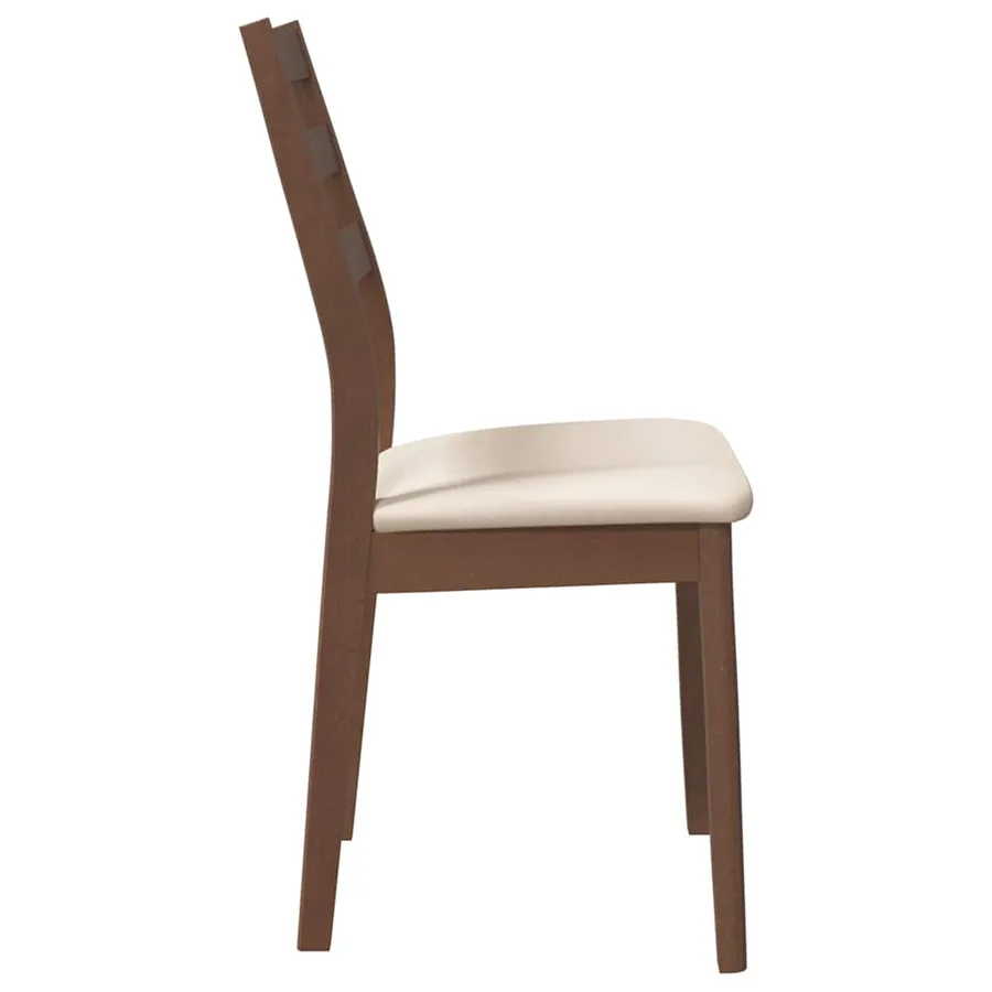 Chaises à manger coussins 2 pcs marron bois massif caoutchouc - 6