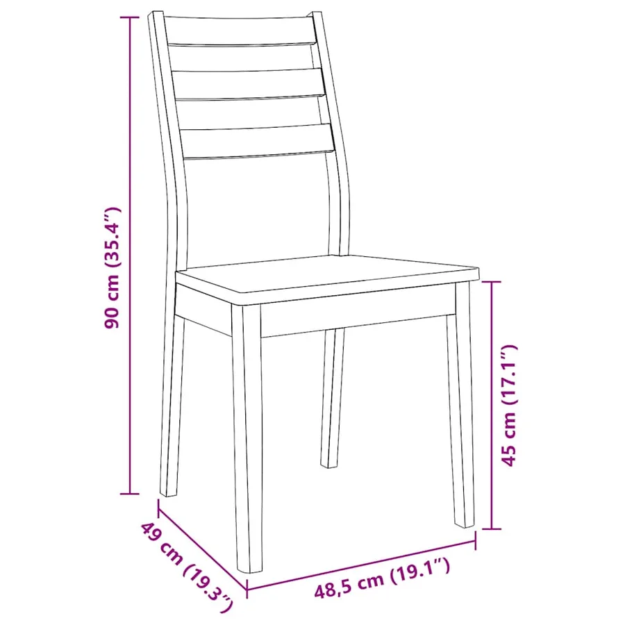 Chaises à manger 2 pcs blanc bois massif caoutchouc - 11