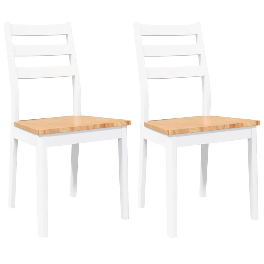Chaises à manger 2 pcs blanc bois massif caoutchouc - 2
