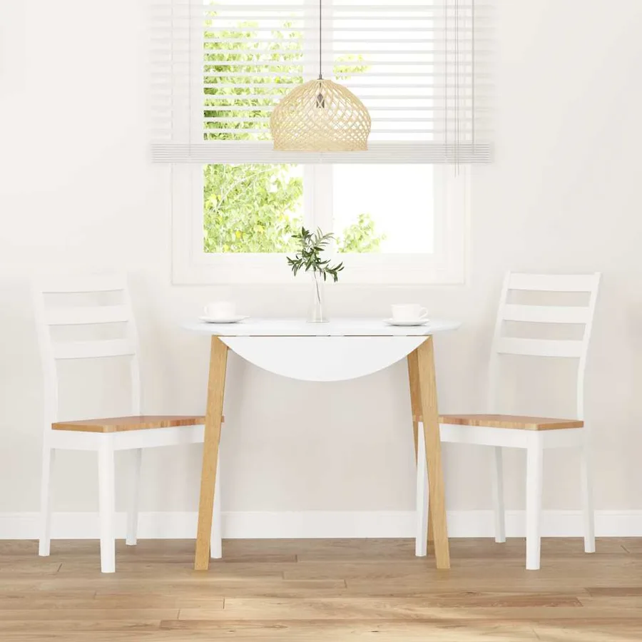 Chaises à manger 2 pcs blanc bois massif caoutchouc - 3