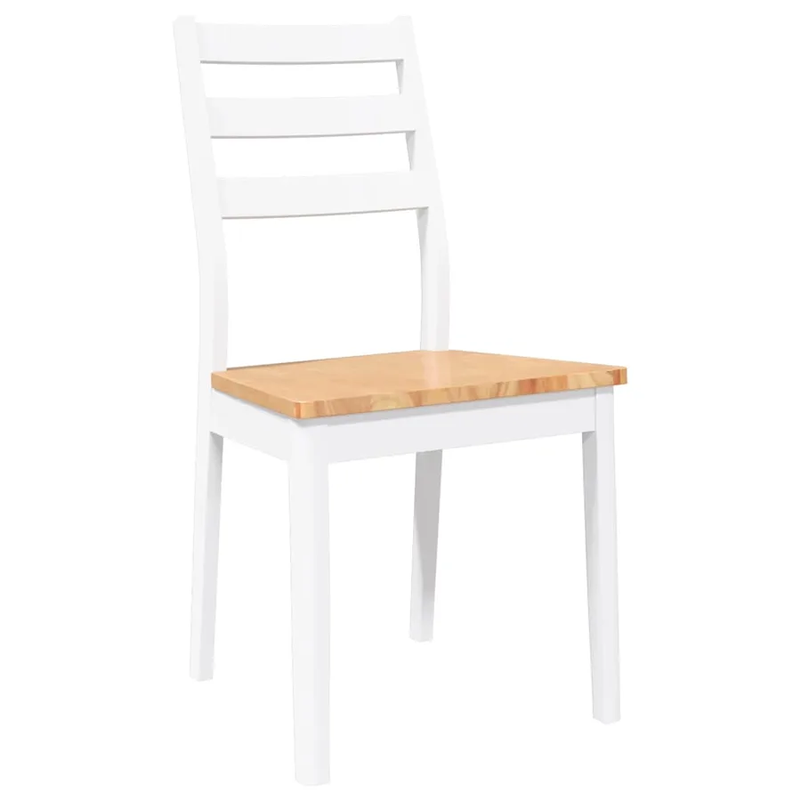 Chaises à manger 2 pcs blanc bois massif caoutchouc - 4