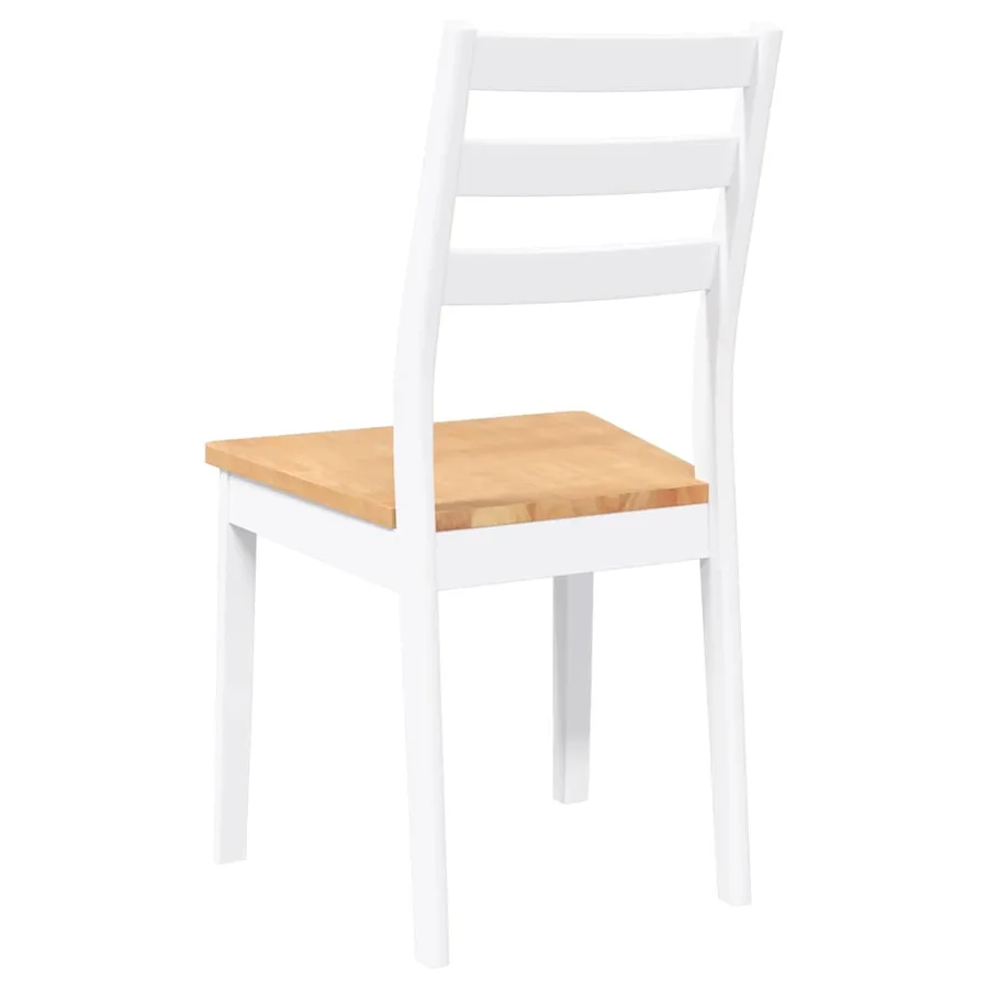 Chaises à manger 2 pcs blanc bois massif caoutchouc - 7