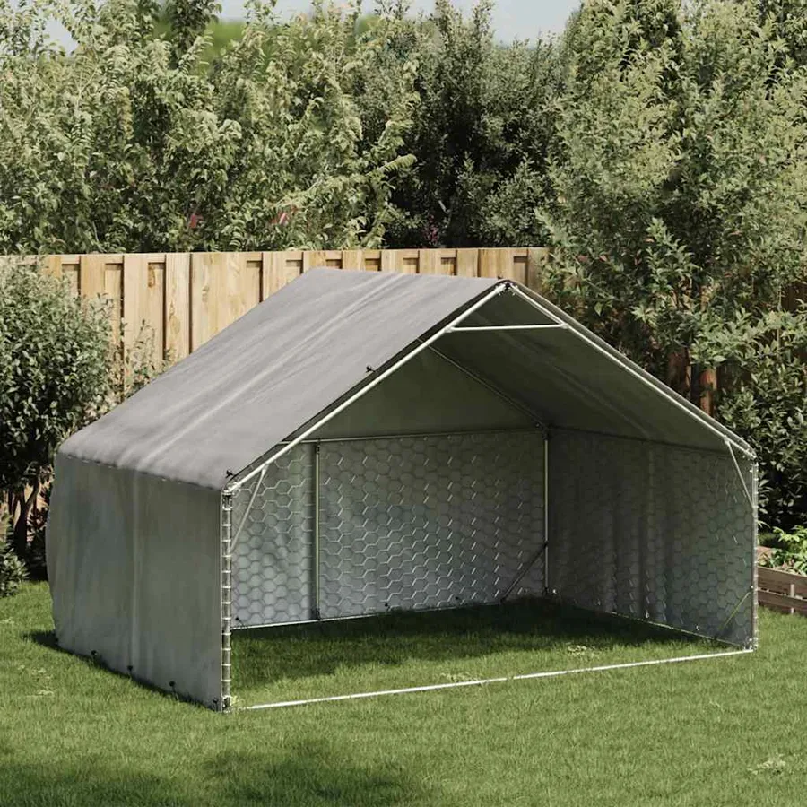 Niche d'extérieur pour chien avec couvercle, 3 x 2 x 1,9 m, acier galvanisé - 2