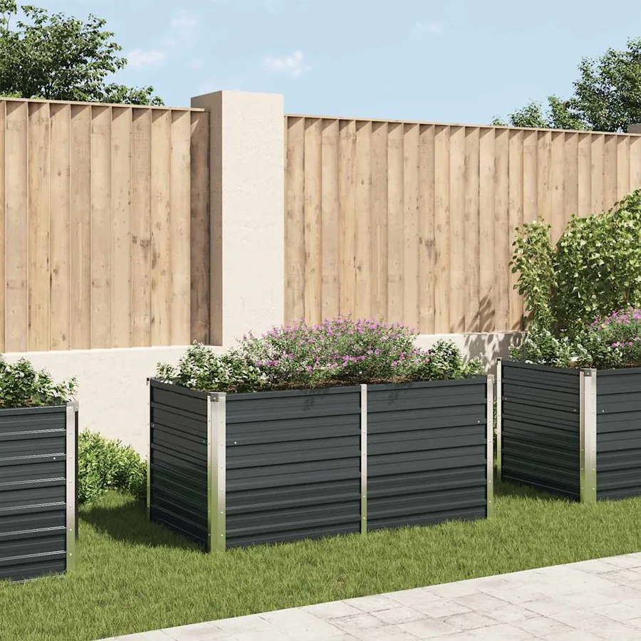 Raised planter Anthracite 160x80x77 cm Galvanised steel