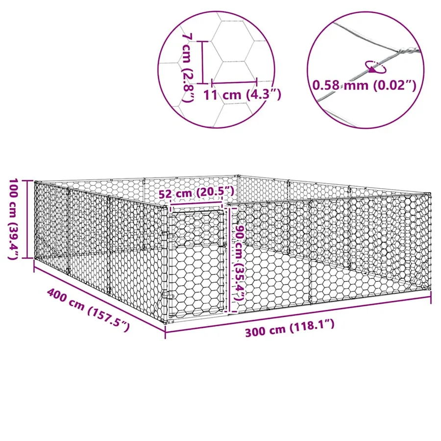Niche d'extérieur pour chien avec porte, 3 x 4 x 1 m, acier galvanisé - 8