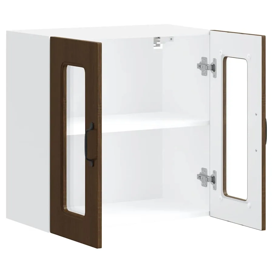 Armoire murale de cuisine et porte en verre Kalmar chêne marron - 6