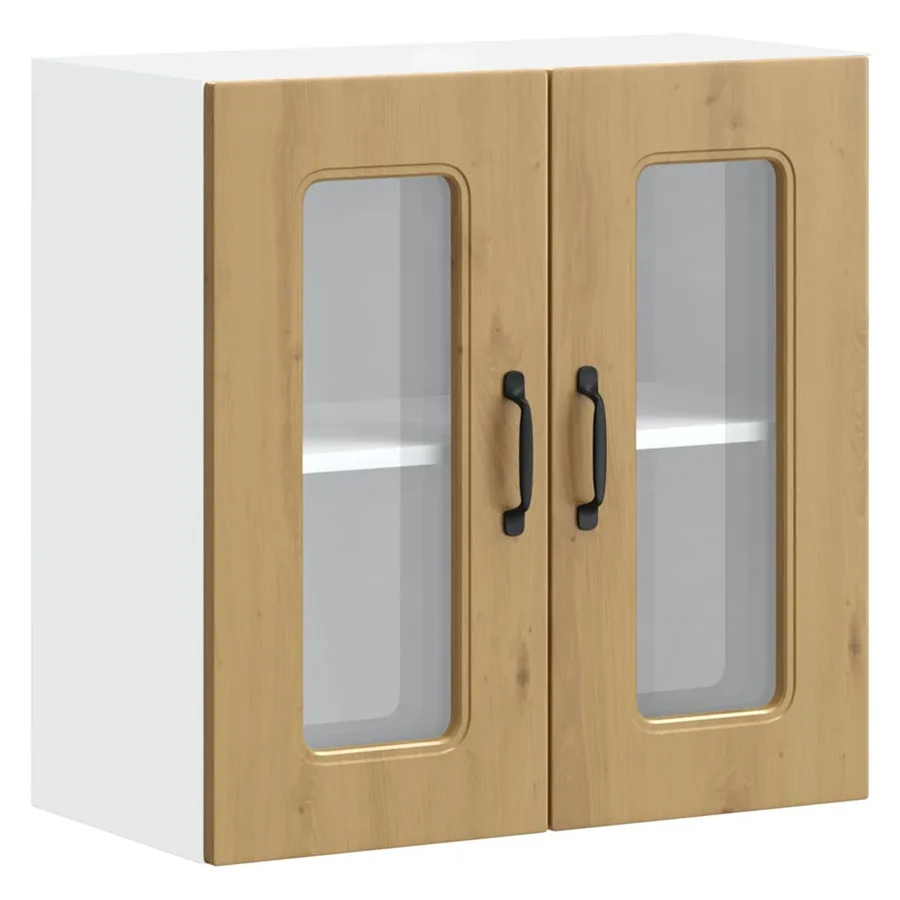 Armoire murale de cuisine avec porte vitrée "Kalmar" Chêne artisanal Bois d'ingénierie - 2