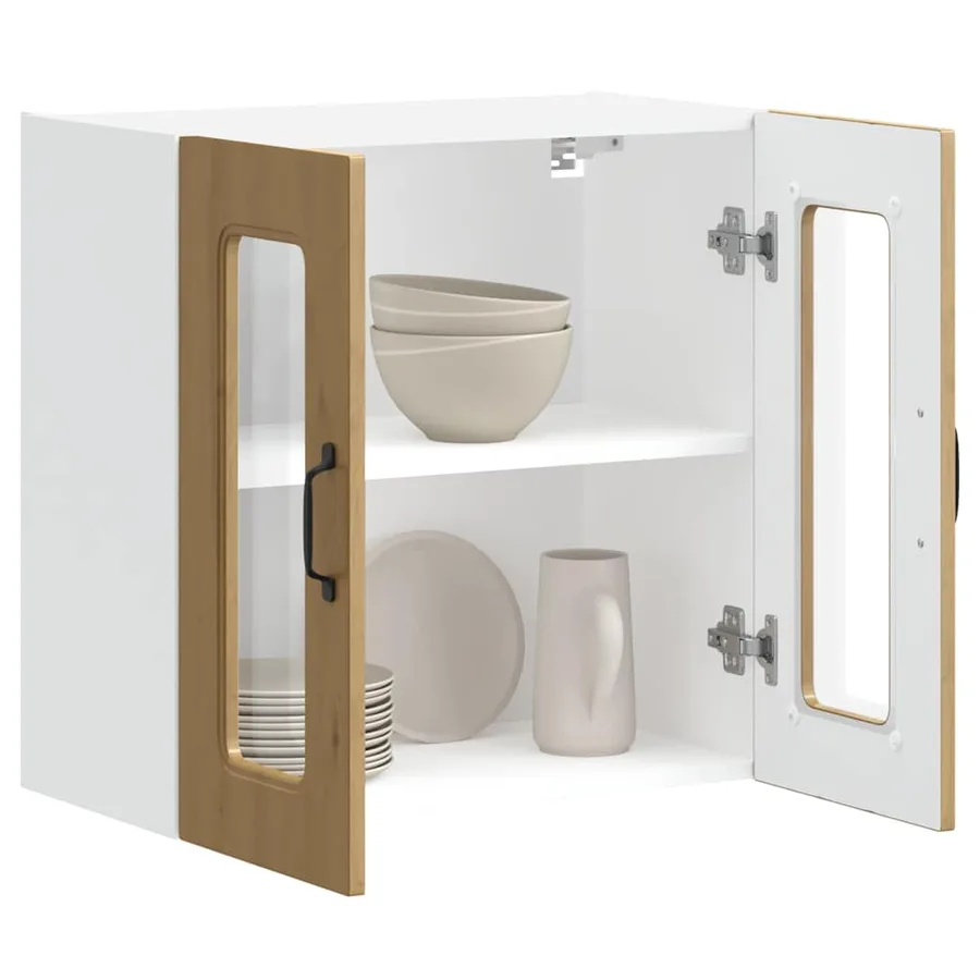 Armoire murale de cuisine avec porte vitrée "Kalmar" Chêne artisanal Bois d'ingénierie - 5