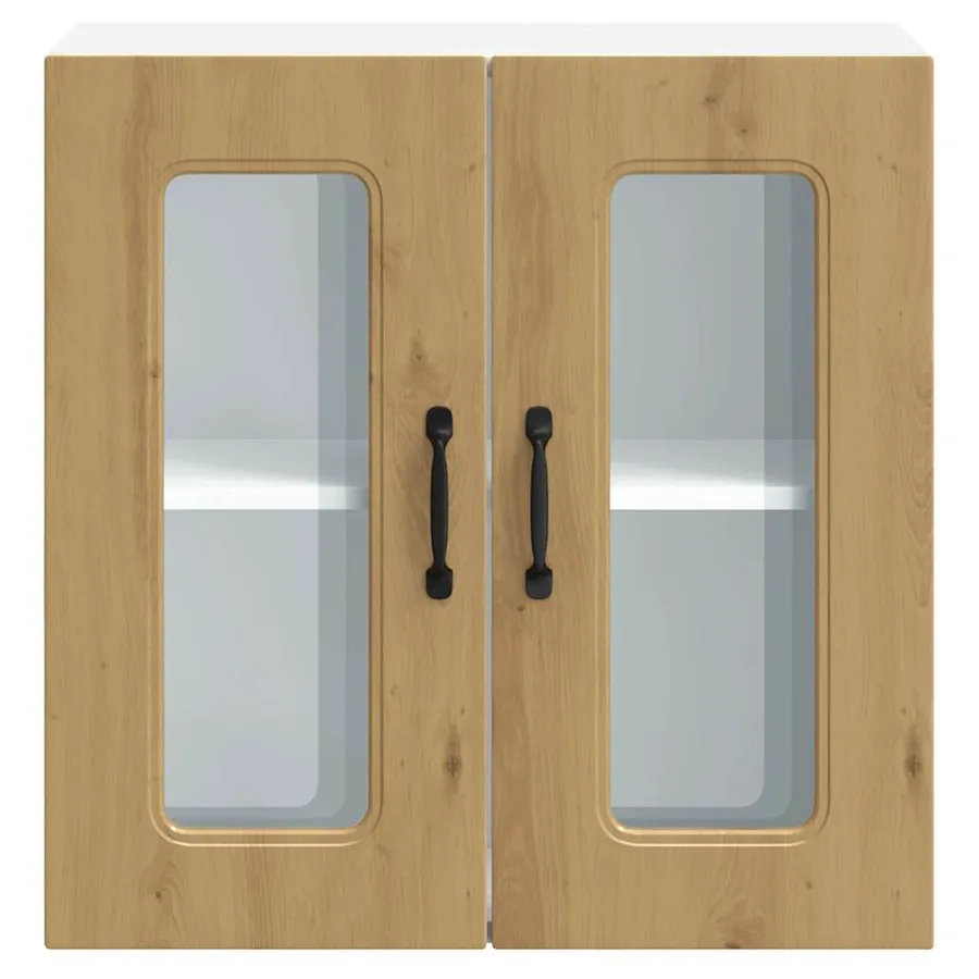 Armoire murale de cuisine avec porte vitrée "Kalmar" Chêne artisanal Bois d'ingénierie - 7