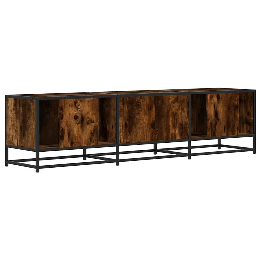 Meuble TV chêne fumé 160x35x41 cm bois d'ingénierie et métal - 6