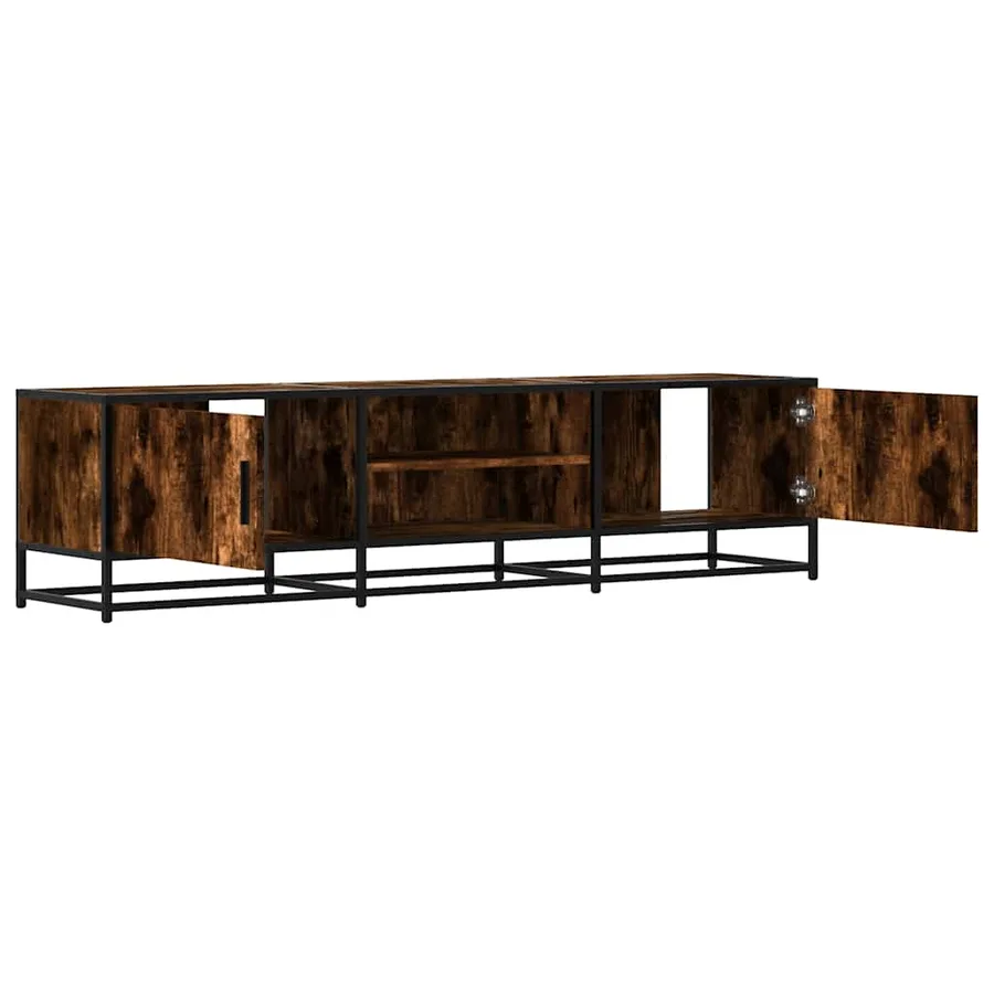 Meuble TV chêne fumé 160x35x41 cm bois d'ingénierie et métal - 7
