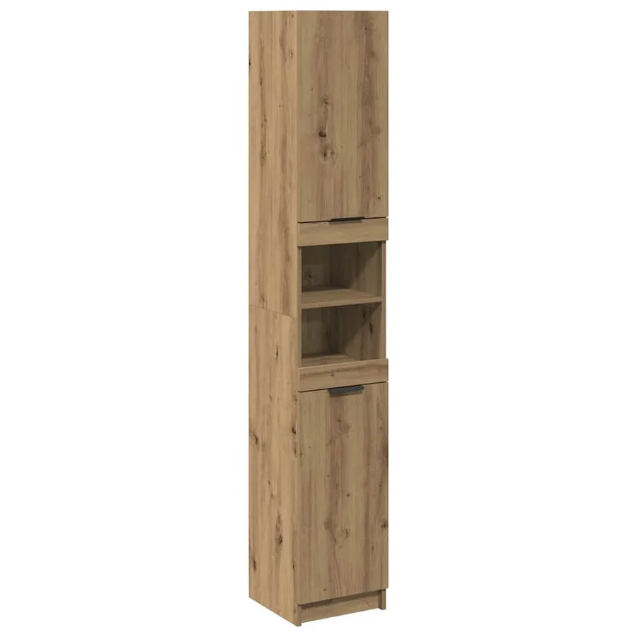 Armoire de bain chêne artisanal 32x34x188,5cm bois d'ingénierie - 2