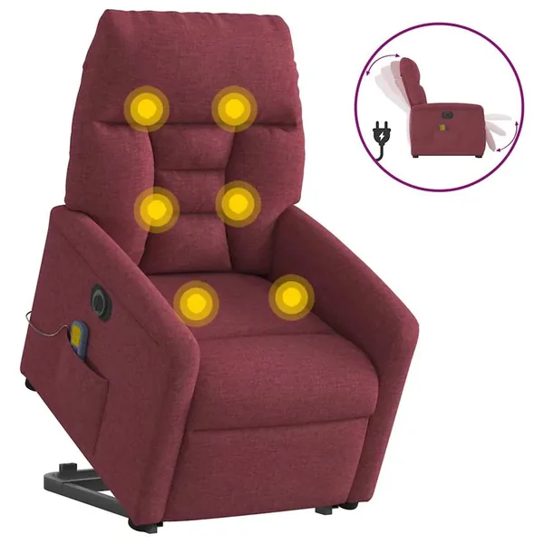 Fauteuil inclinable de massage électrique Rouge bordeaux Tissu