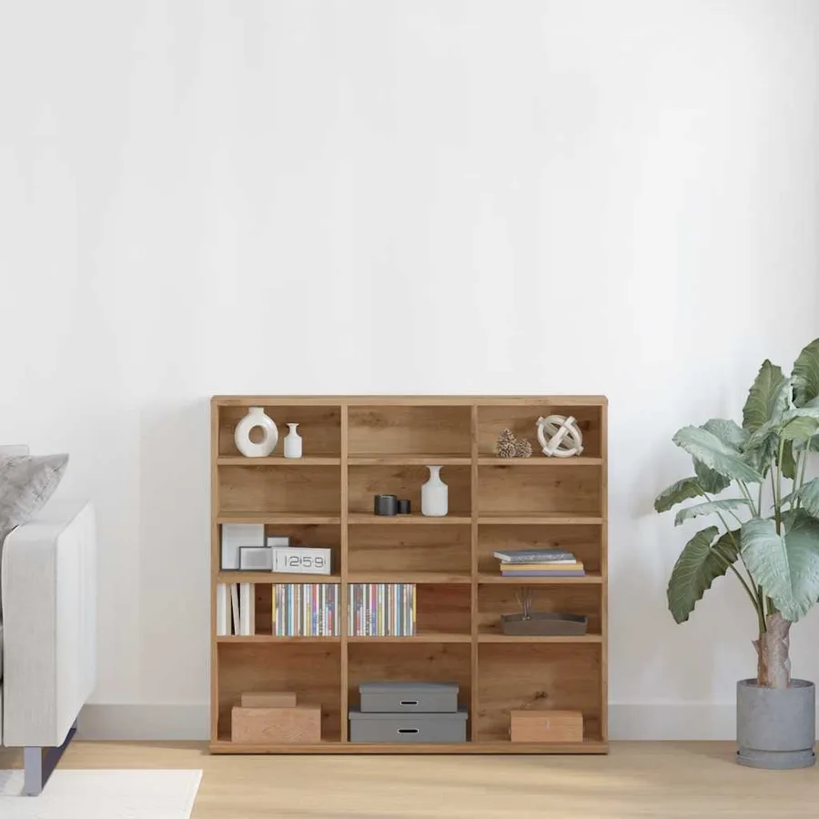 Armoire à CD chêne artisanal 100x23x89,5 cm bois d'ingénierie - 3