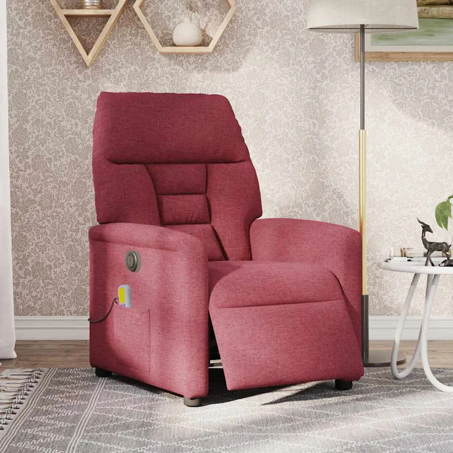 Fauteuil de massage inclinable électrique Rouge bordeaux Tissu - 2
