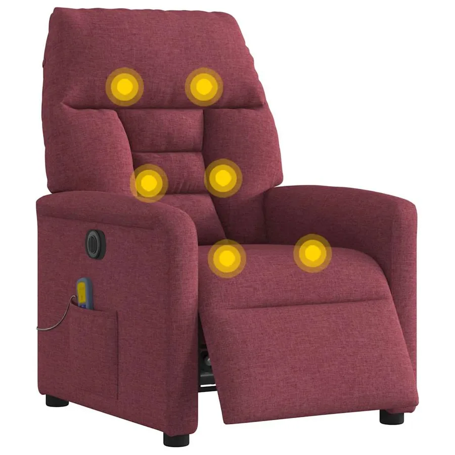Fauteuil de massage inclinable électrique Rouge bordeaux Tissu - 3