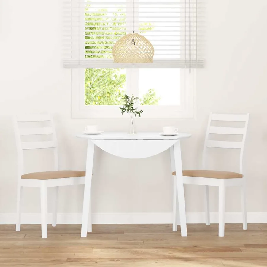 Chaises à manger coussins 2 pcs blanc bois massif caoutchouc - 3