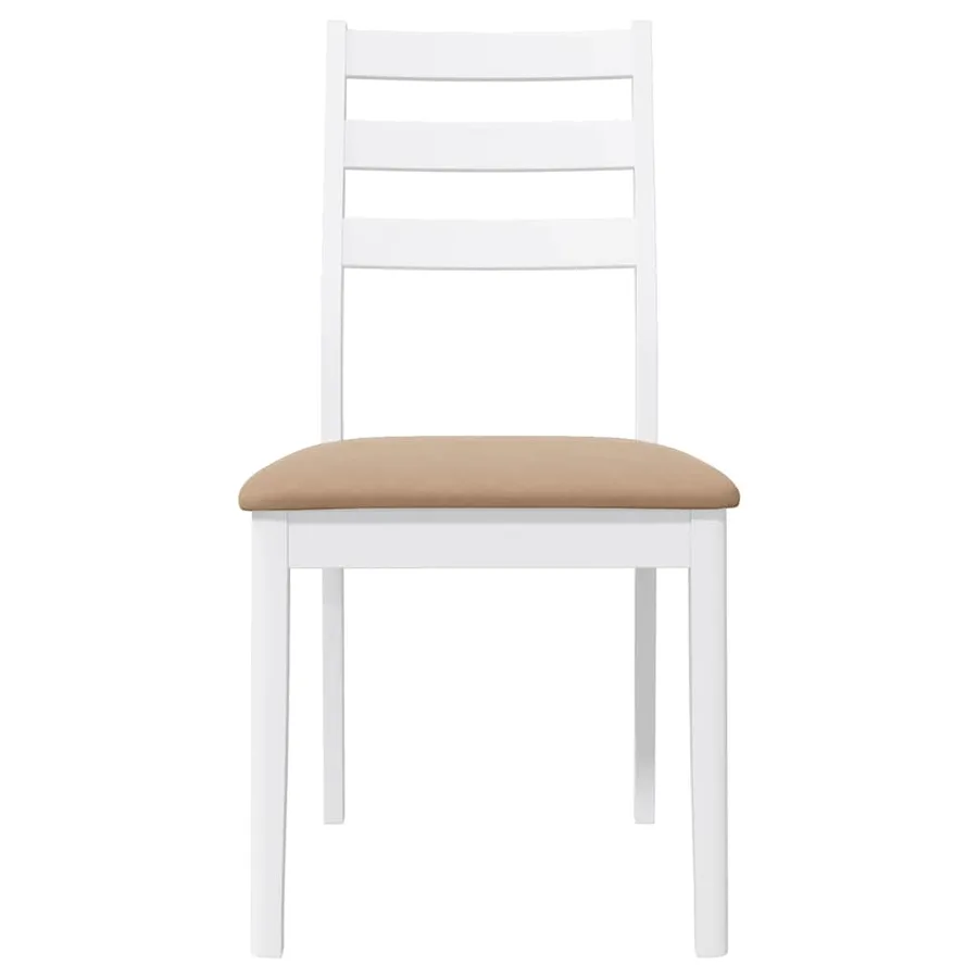 Chaises à manger coussins 2 pcs blanc bois massif caoutchouc - 5