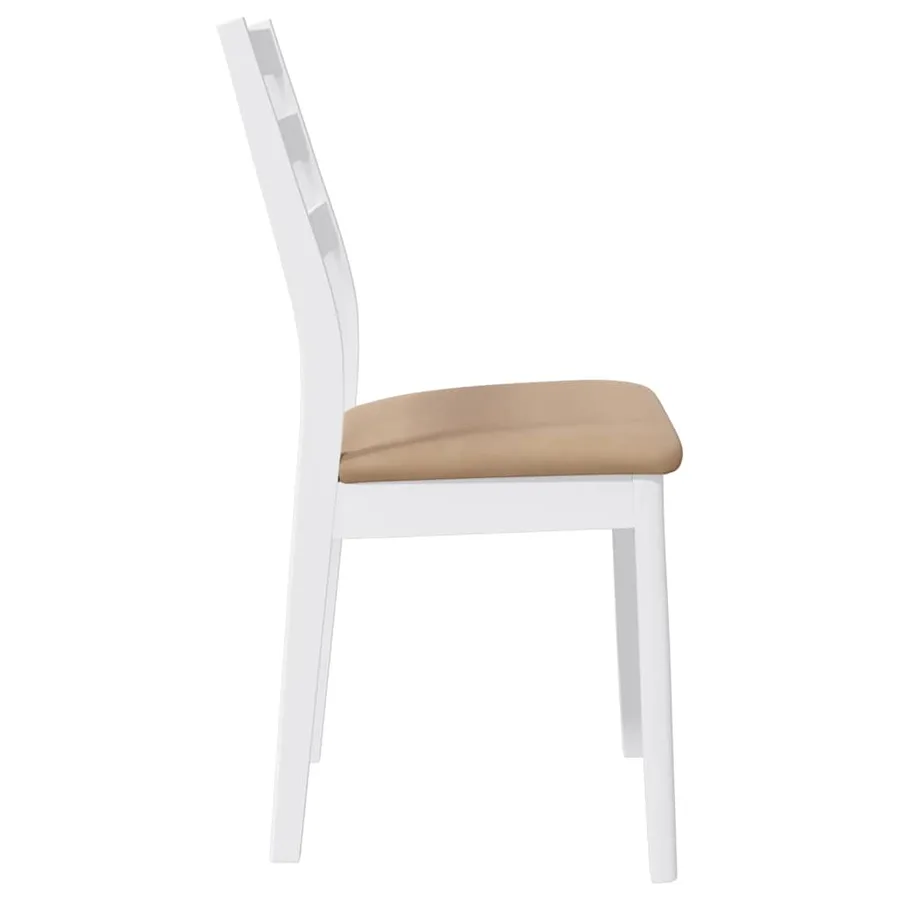 Chaises à manger coussins 2 pcs blanc bois massif caoutchouc - 6