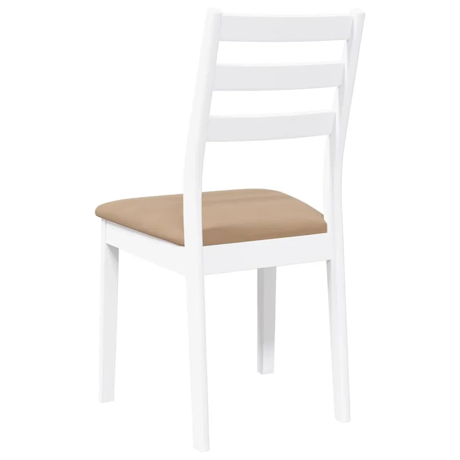 Chaises à manger coussins 2 pcs blanc bois massif caoutchouc - 7