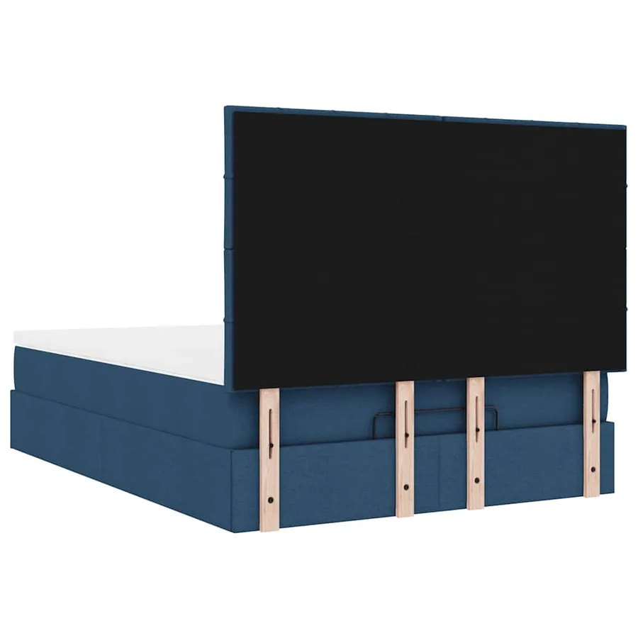 Cadre de lit ottoman avec matelas bleu 140x200 cm tissu - 12