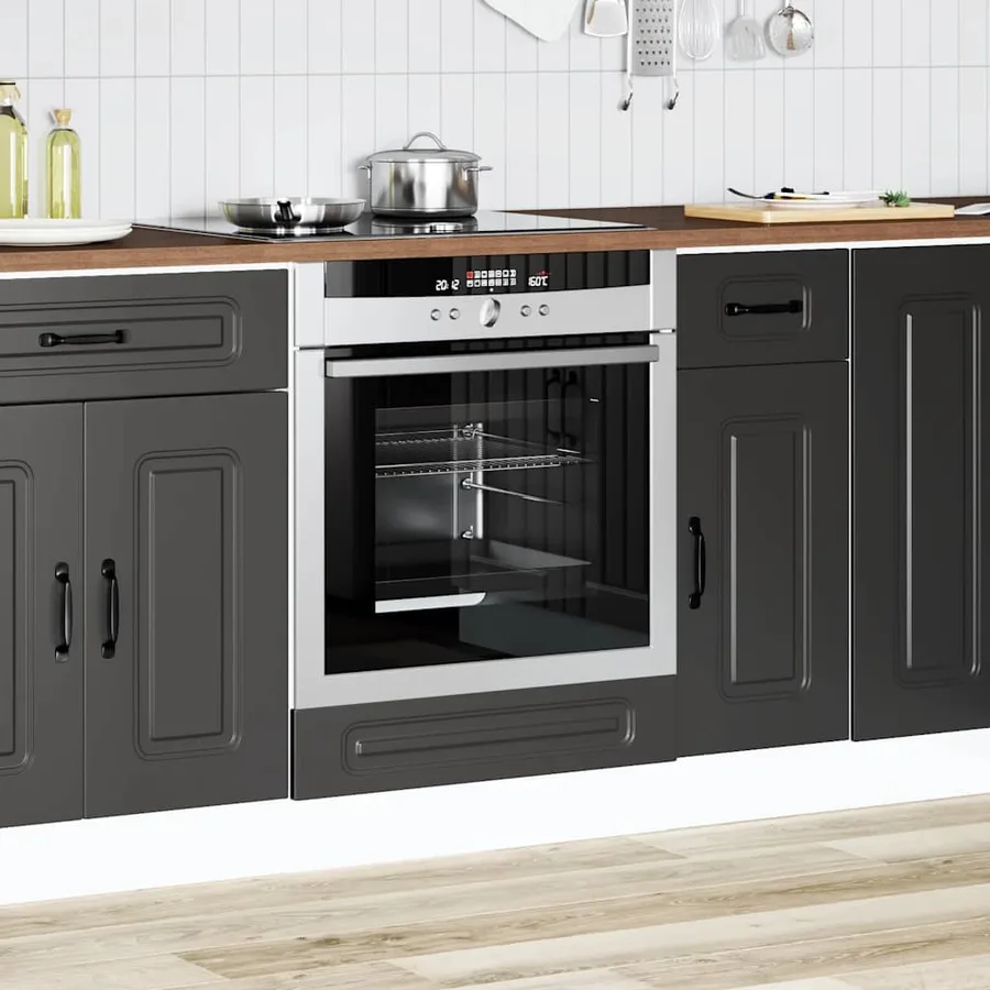 Armoire à four Kalmar noir bois d'ingénierie - 3