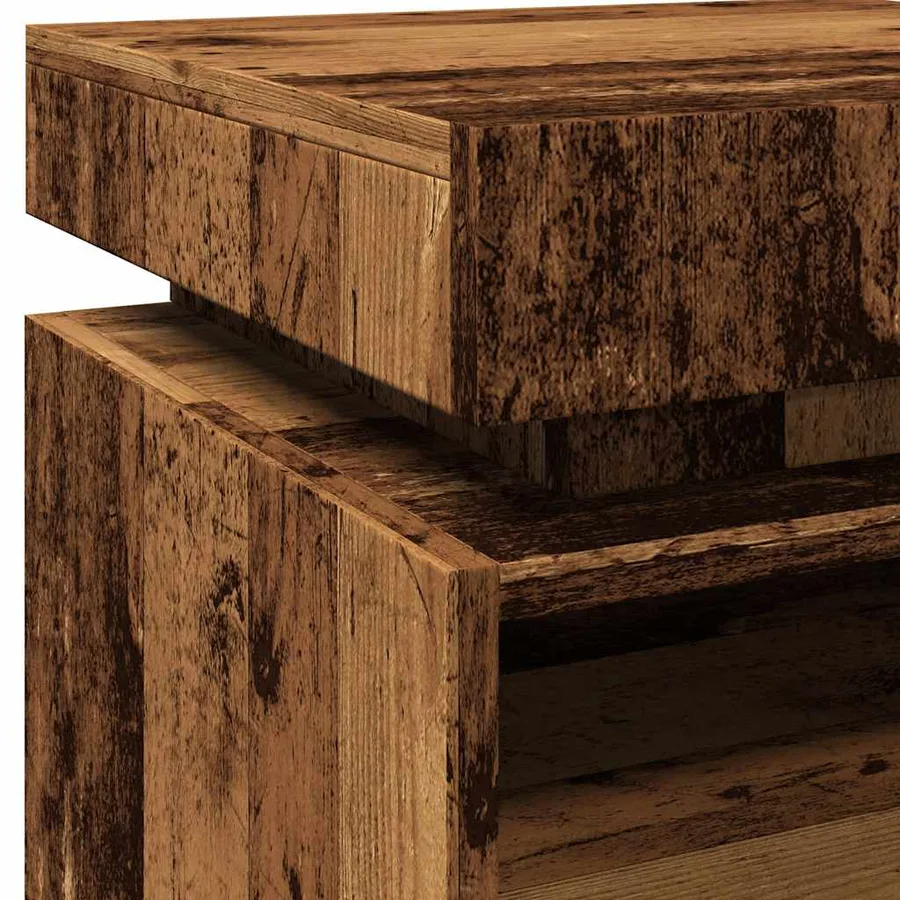 Armoires de chevet et lumières LED 2pcs vieux bois 40x39x48,5cm - 10