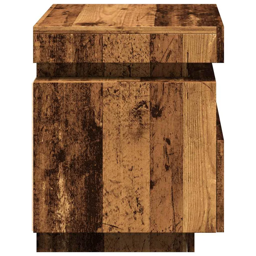 Armoires de chevet et lumières LED 2pcs vieux bois 40x39x48,5cm - 7