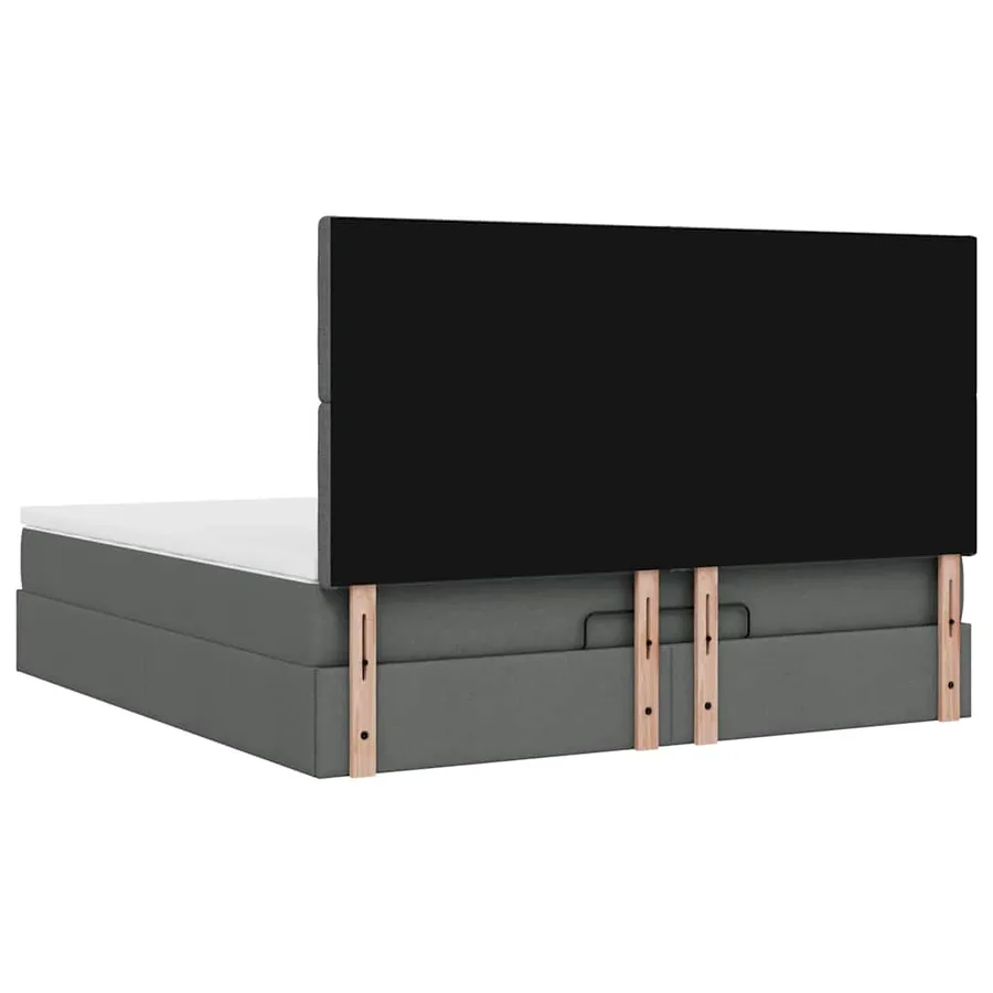 Cadre de lit ottoman avec matelas gris foncé 160x200cm tissu - 11