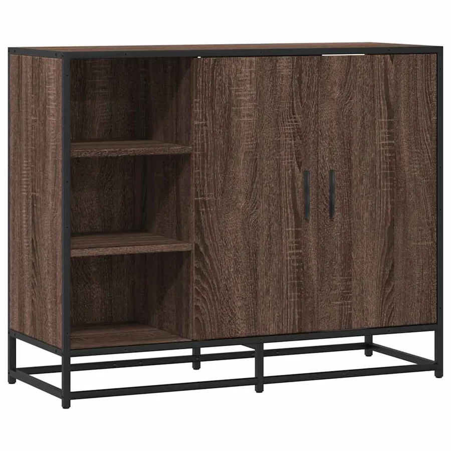 Buffet chêne marron 92x35x76 cm Bois d'ingénierie - 2