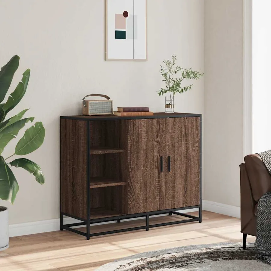 Buffet chêne marron 92x35x76 cm Bois d'ingénierie - 3