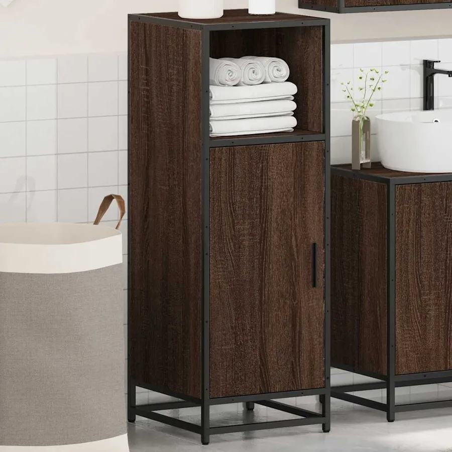 Armoire de bain chêne marron 35x37,5x100 cm bois d'ingénierie - 4