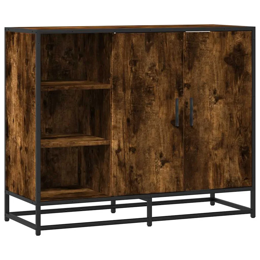 Buffet chêne fumé 92x35x76 cm bois d'ingénierie - 2
