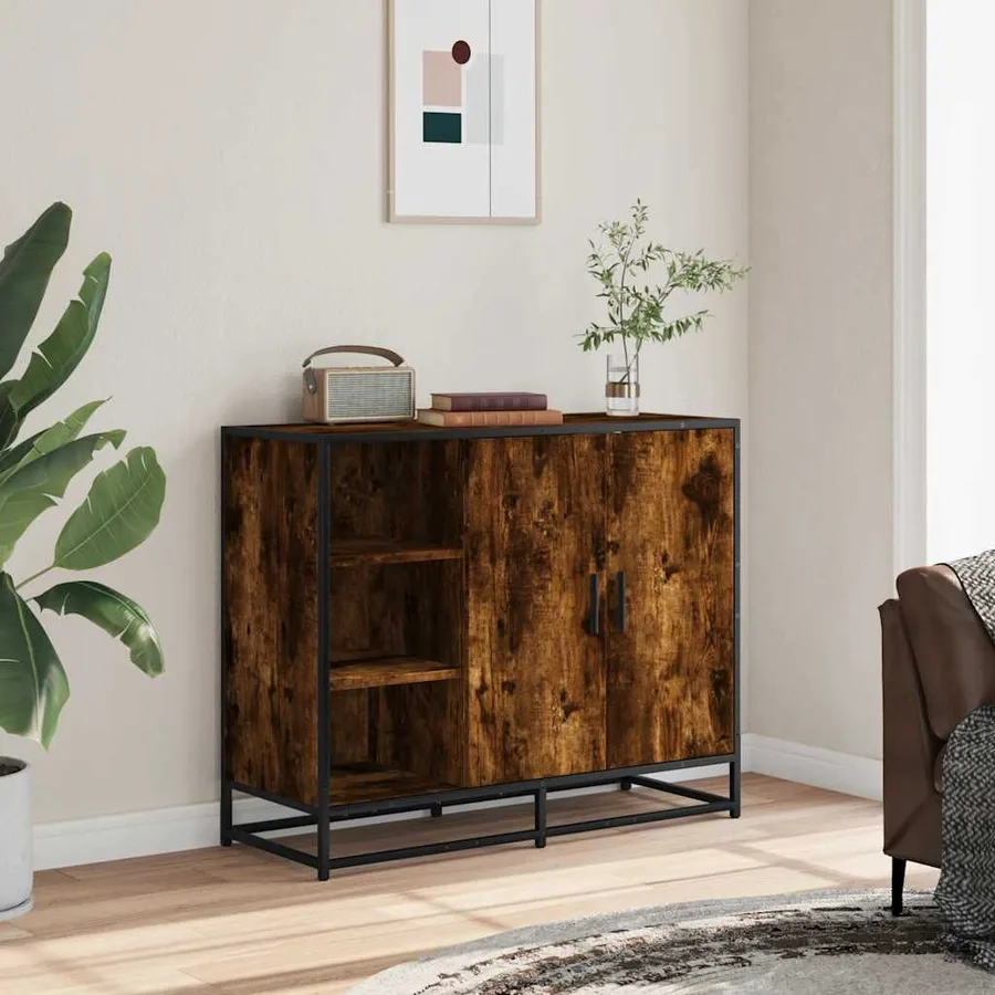 Buffet chêne fumé 92x35x76 cm bois d'ingénierie - 3