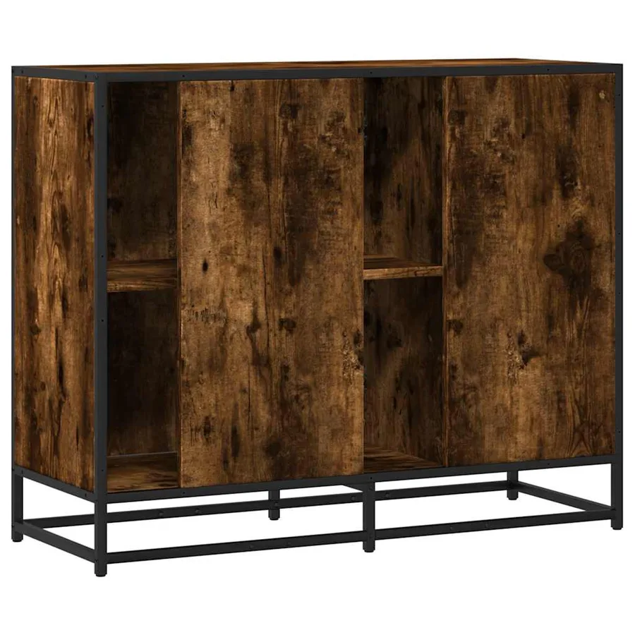 Buffet chêne fumé 92x35x76 cm bois d'ingénierie - 6
