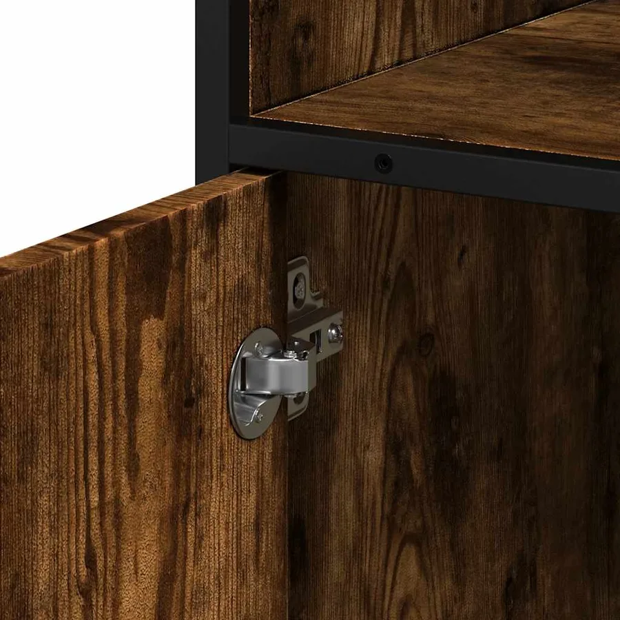 Armoire de bain chêne fumé 35x37,5x100cm bois d'ingénierie - 10