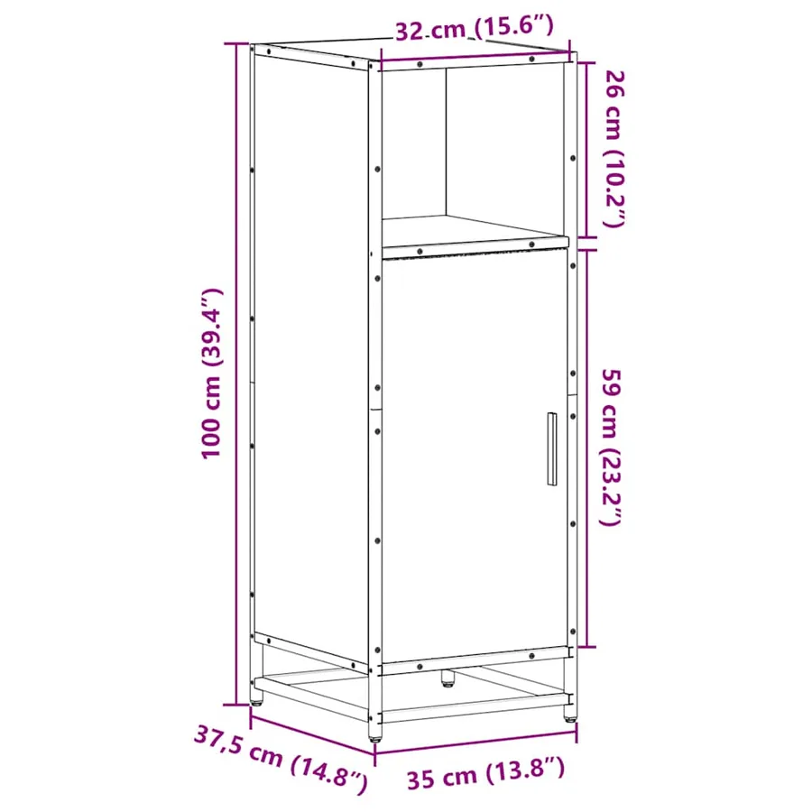 Armoire de bain chêne fumé 35x37,5x100cm bois d'ingénierie - 12