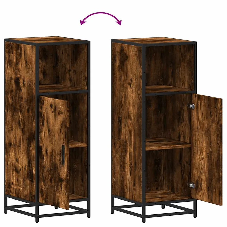 Armoire de bain chêne fumé 35x37,5x100cm bois d'ingénierie - 9