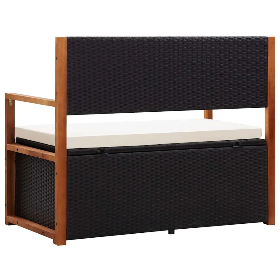 Garden bench 115 cm Poly rattan and acacia wood Black - 4