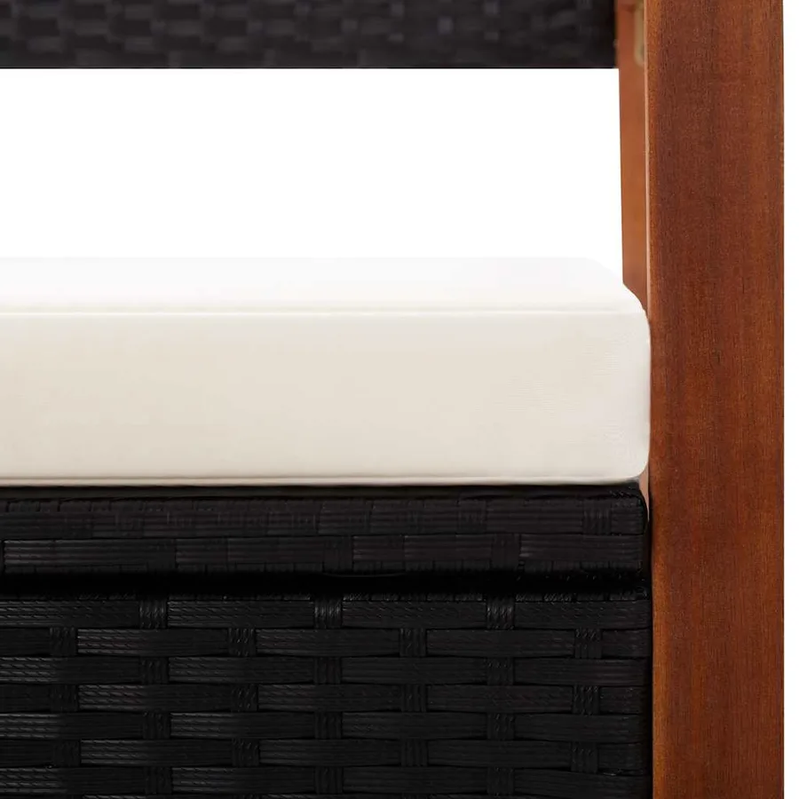 Garden bench 115 cm Poly rattan and acacia wood Black - 6