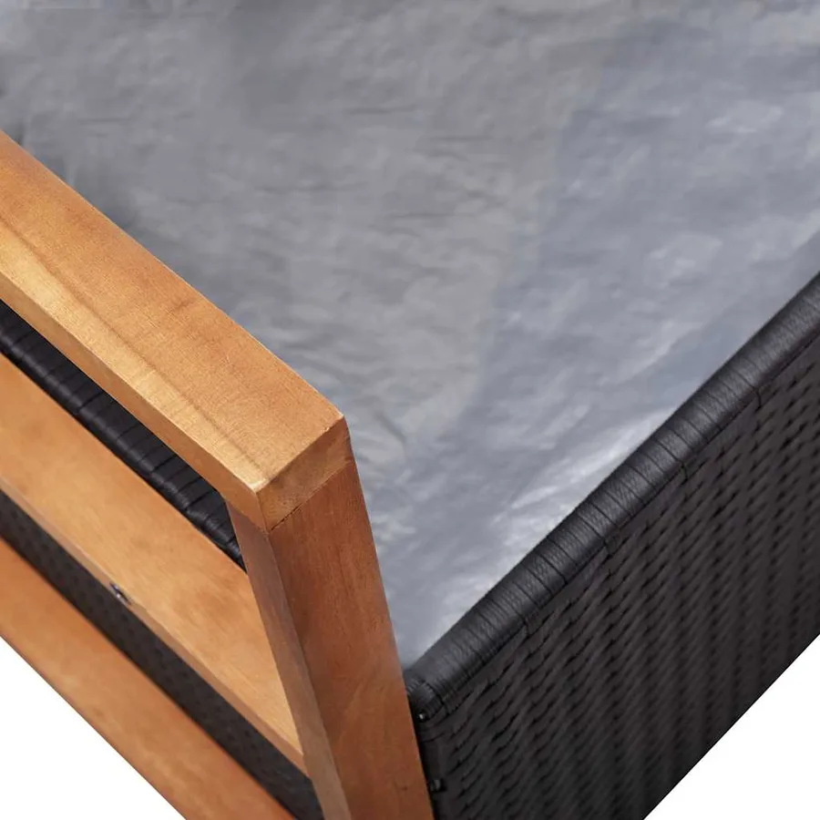 Banc de jardin 115 cm Résine tressée et bois d'acacia Noir - 8