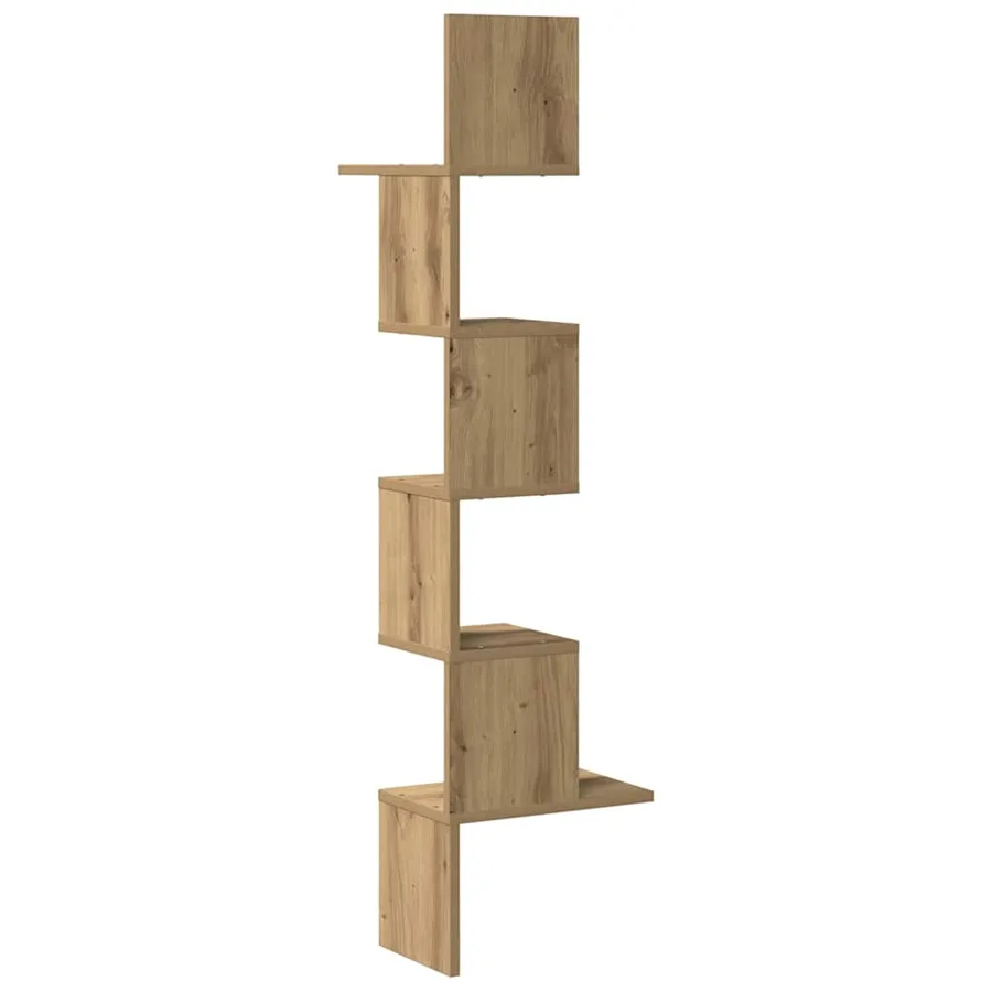 Étagère d'angle murale chêne artisanal 32x32x127,5 cm - 6