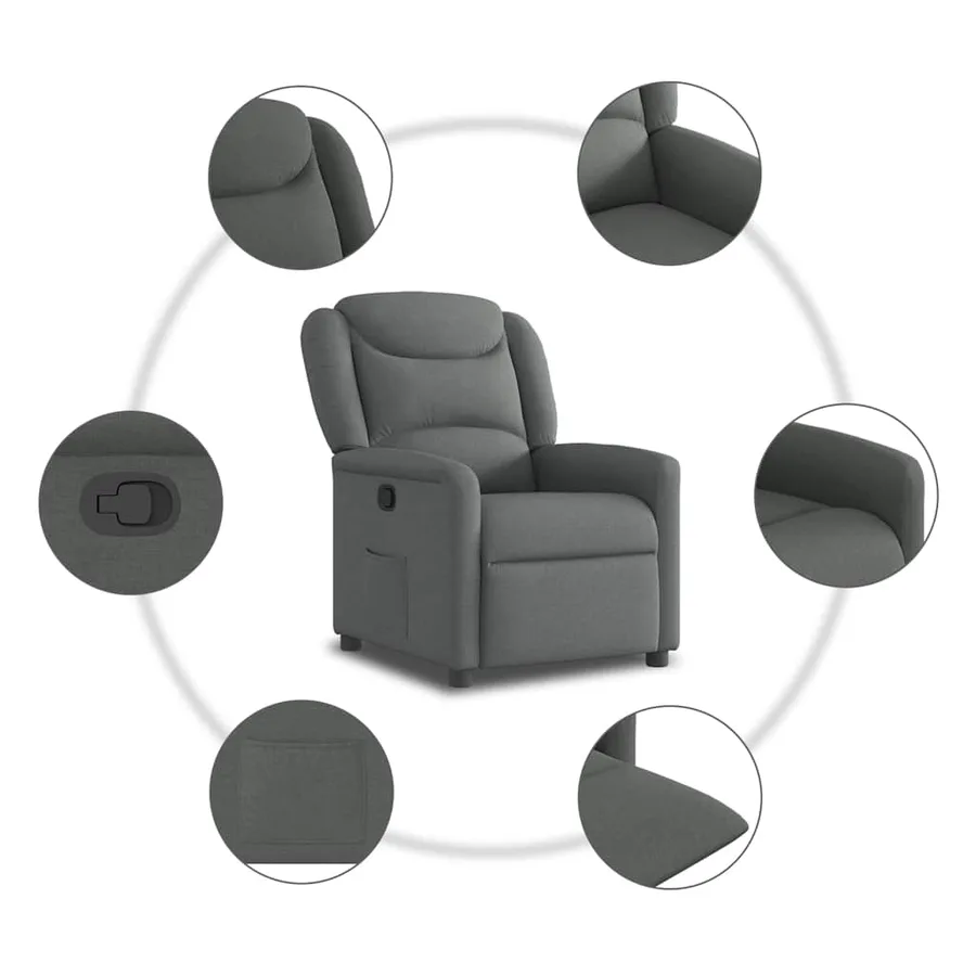 Fauteuil inclinable Gris foncé Tissu - 7