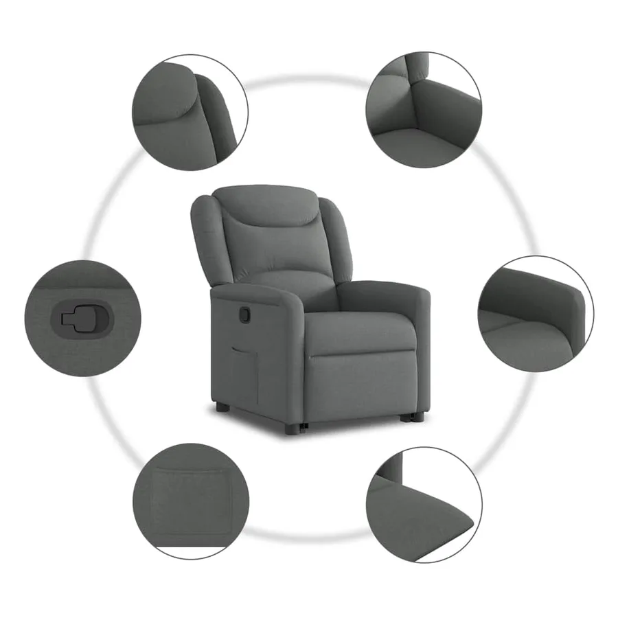 Fauteuil inclinable Gris foncé Tissu - 10
