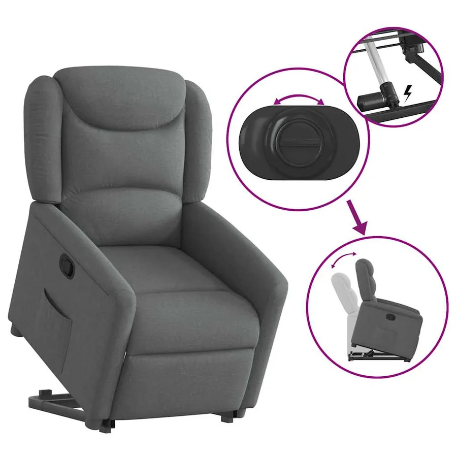 Fauteuil inclinable Gris foncé Tissu - 8