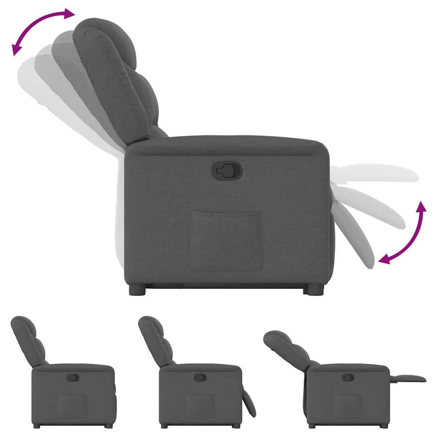 Fauteuil inclinable Gris foncé Tissu - 9