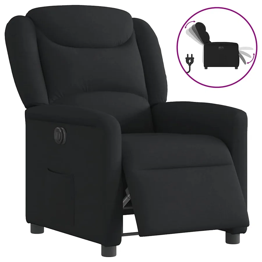 Fauteuil inclinable électrique Noir Tissu
