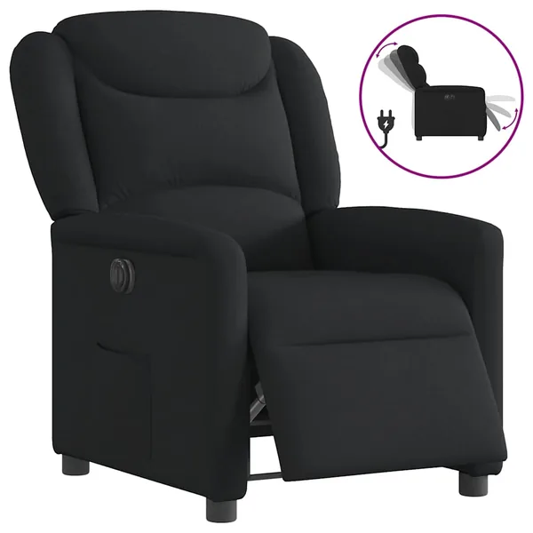 Fauteuil inclinable électrique Noir Tissu